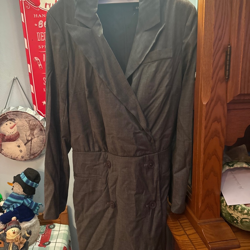 Gray Double-Breasted Dress